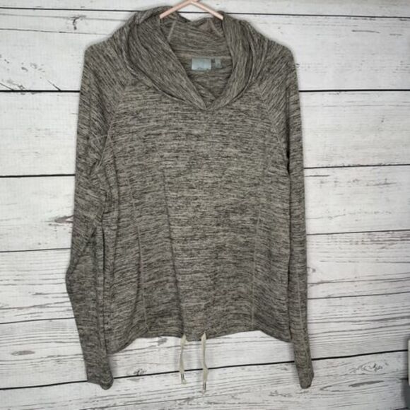 Athleta Tops - Athleta Top Blissful Cowl Neck Sweater Heather Gray Womens Small Tall Drawstring